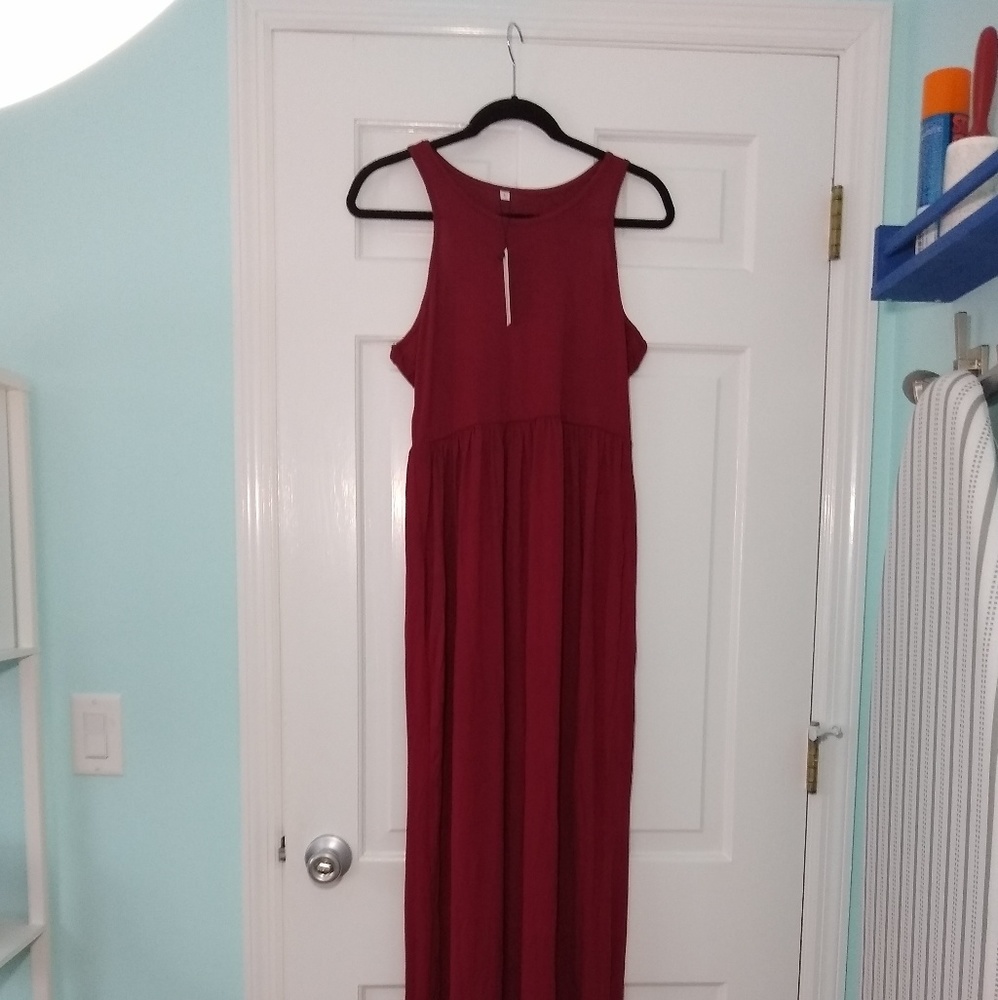 Empire waist, racer back dress with pockets